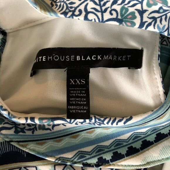 White House Black Market Blue Stripe Keyhole High Neck Halter Tank - Picture 7 of 8